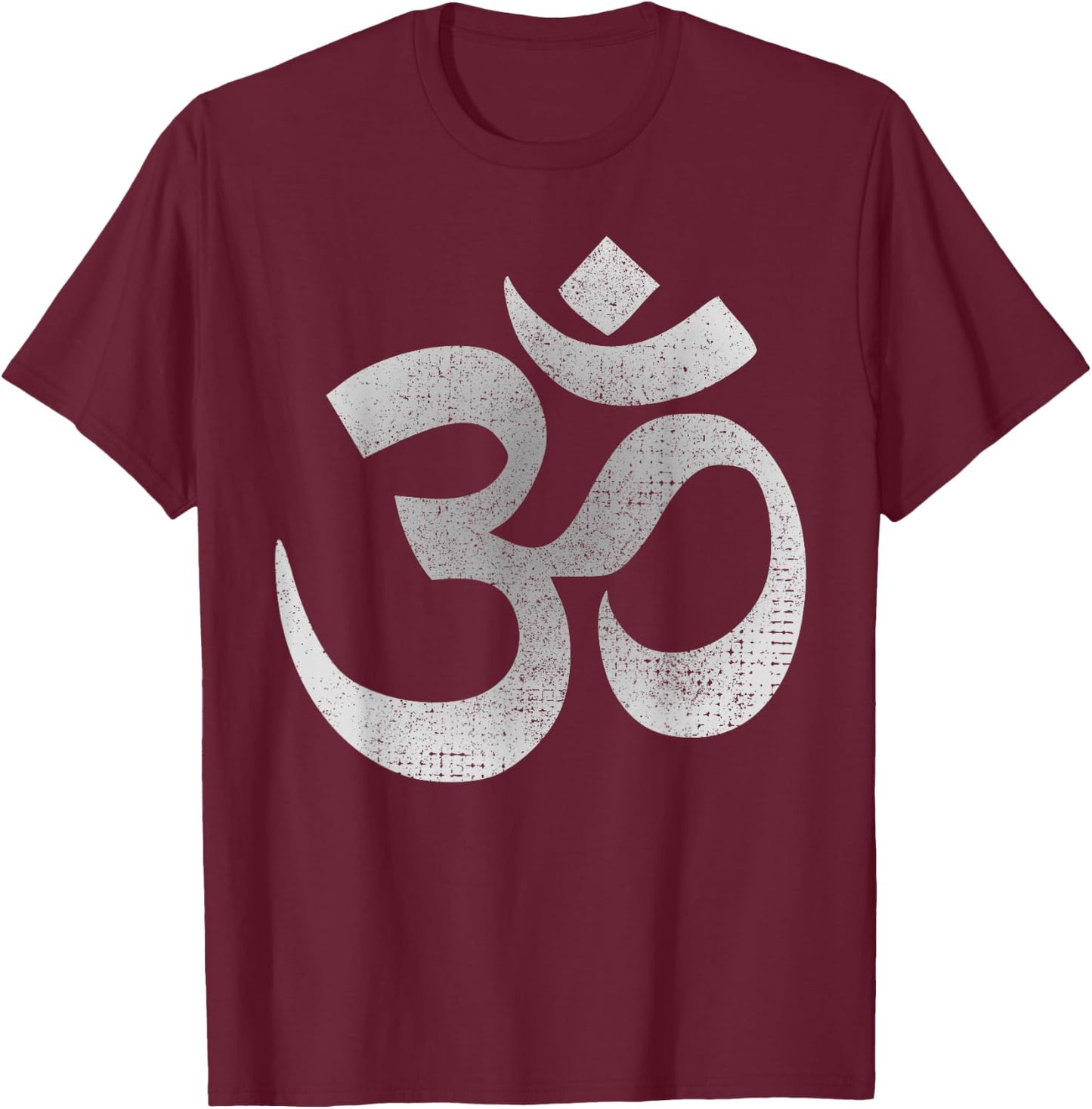 Distressed Om Symbol Namaste yoga spiritual peace Om icon T-Shirt - T-Shirt | Maroon