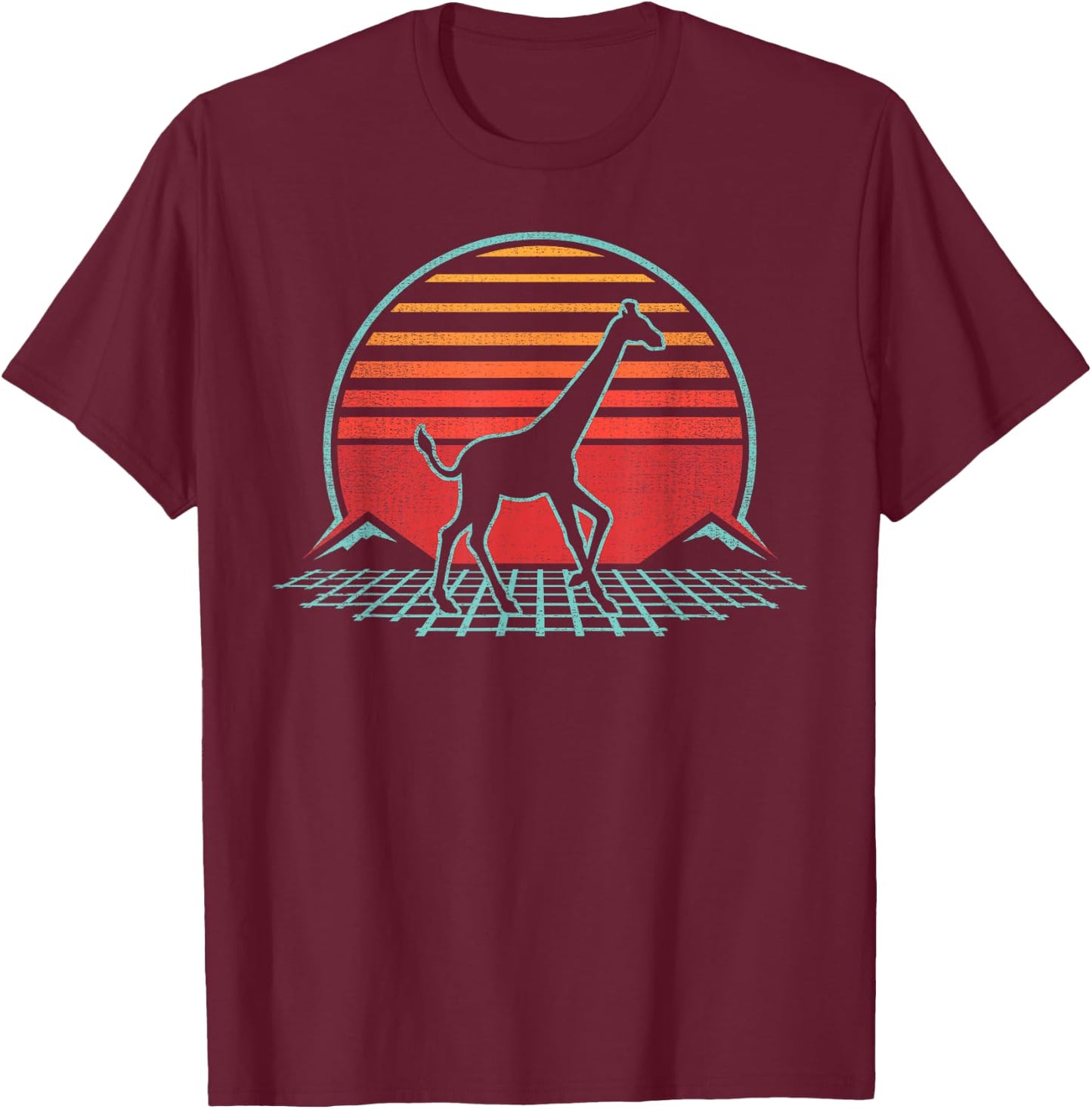 Giraffe Lover Animal Retro Vintage 80s Style T-Shirt - T-Shirt | Maroon