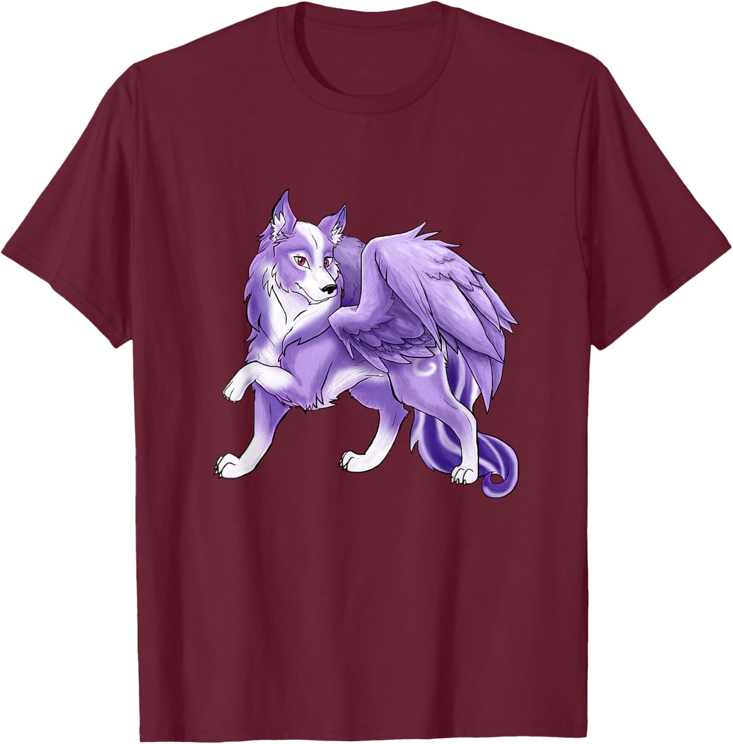 Cute Purple Winged Wolf - Fantasy Wolf With WingsTee T-Shirt - T-Shirt | Maroon