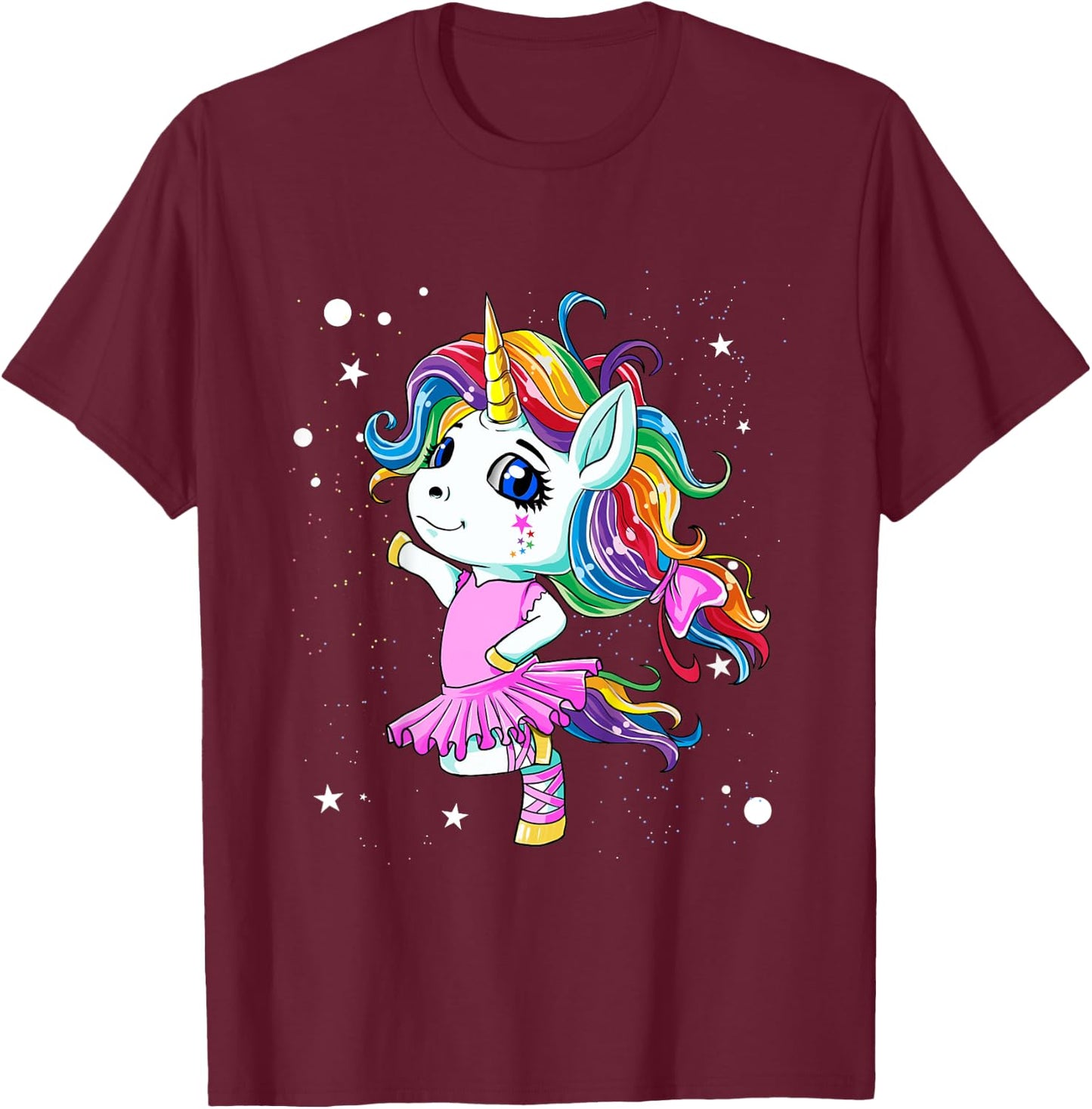 Rainbow Ballet Dancer Unicorn T-Shirt - T-Shirt | Maroon
