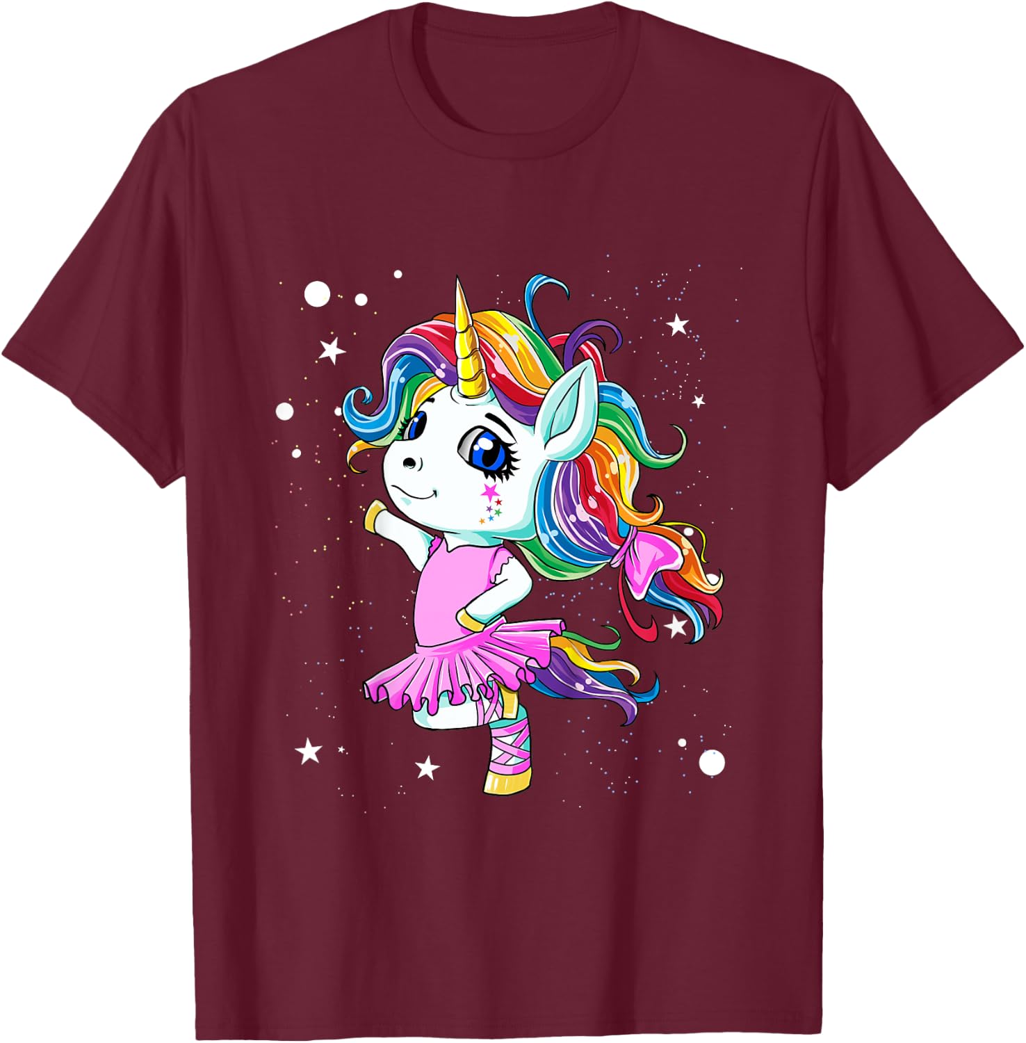 Rainbow Ballet Dancer Unicorn T-Shirt - T-Shirt | Maroon