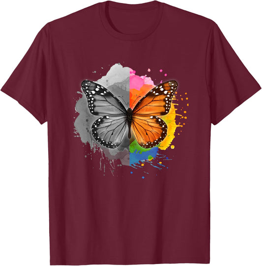 Milkweed Monarch Butterfly Bipolar Disorder Support T-Shirt - T-Shirt | Maroon