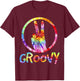 Groovy 70's Tie Dye Shirt, Vintage 70s , Retro 70's Shirt T-Shirt - T-Shirt | Maroon