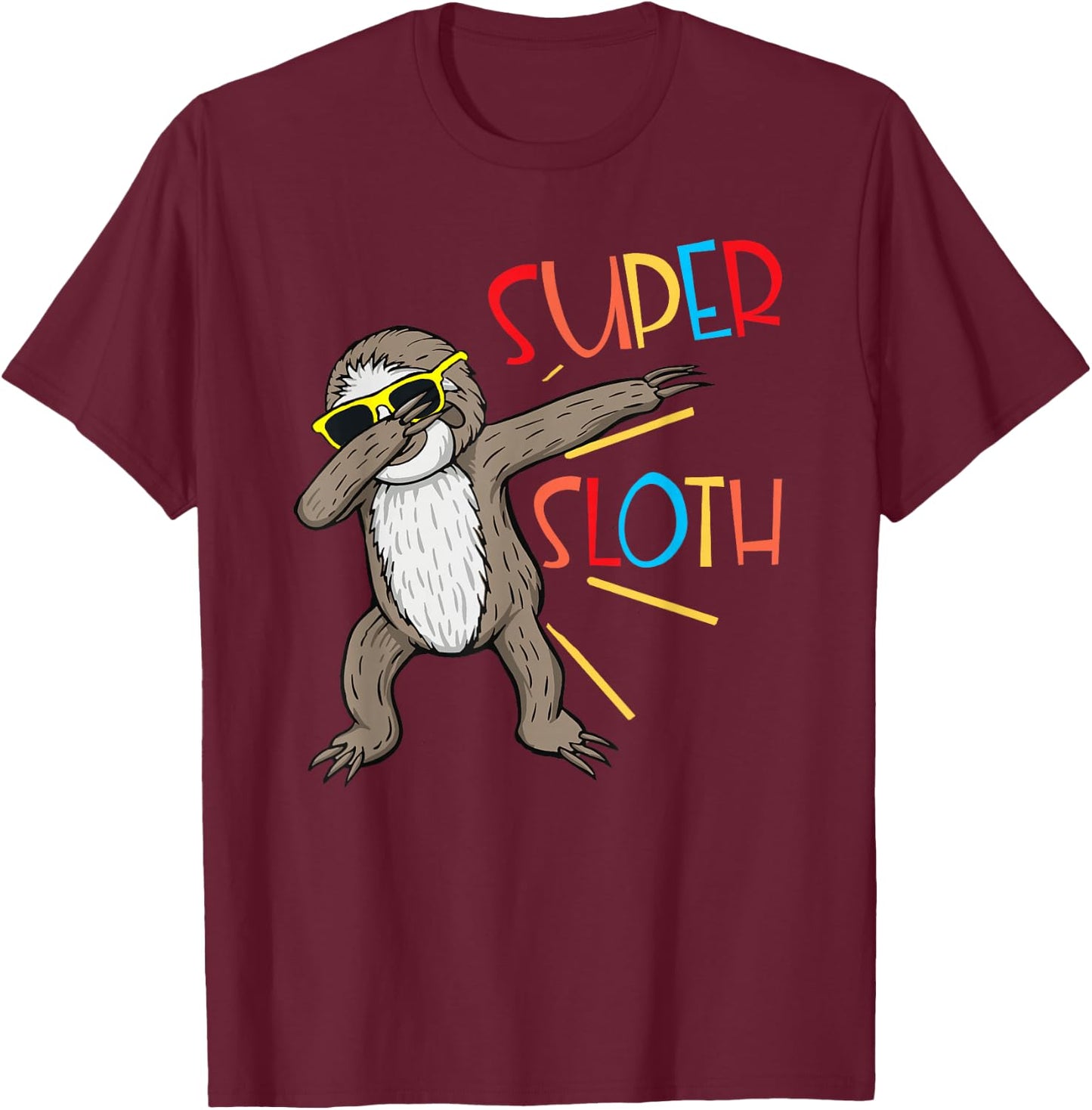 Funny Super Sloth Superhero Dabbing Dance Move Dab For Kids T-Shirt - T-Shirt | Maroon
