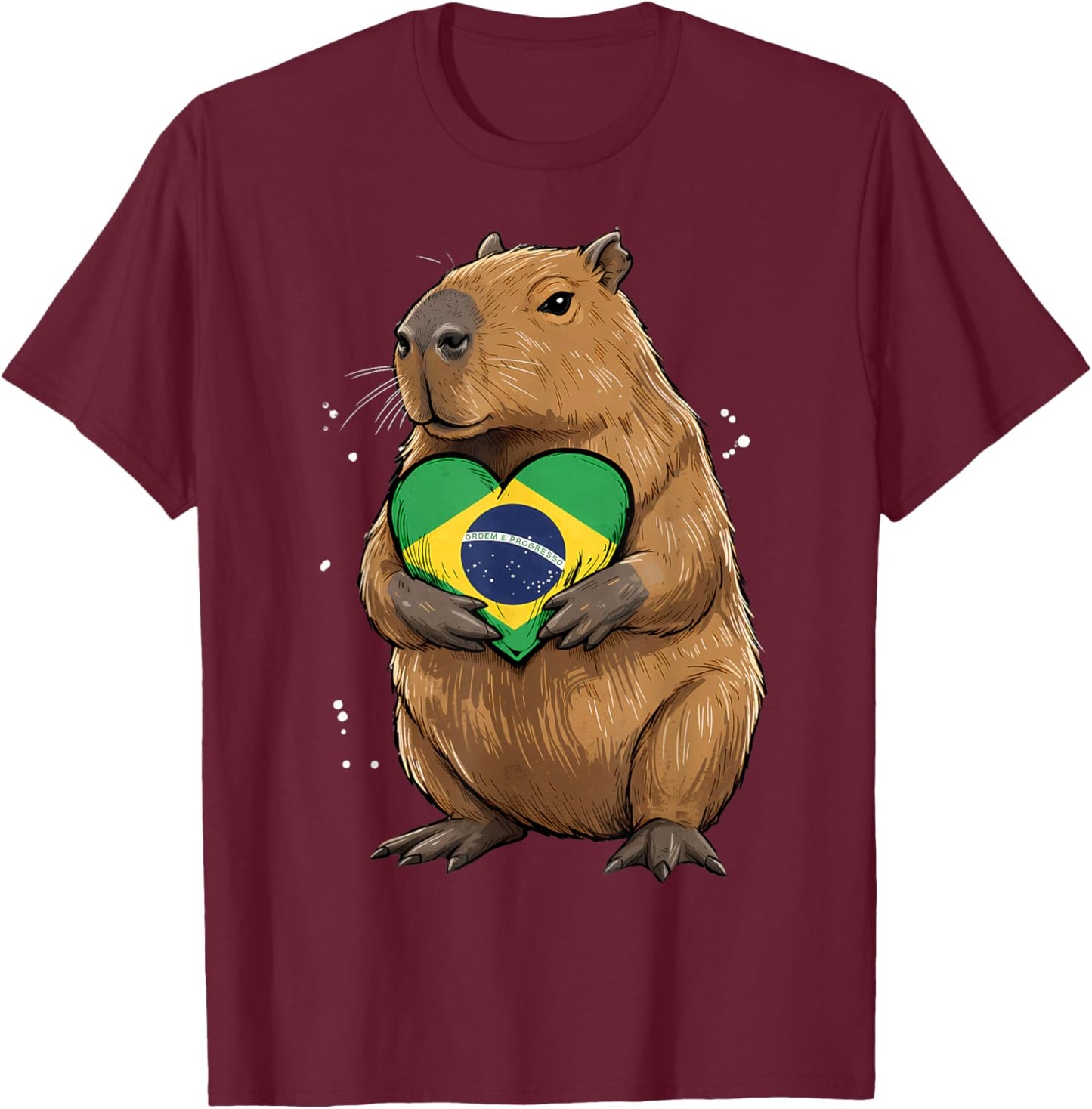 Brazil Flag Capybara Brazilian Roots Brasilian Pride Brasil T-Shirt - T-Shirt | Maroon