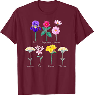 Subtle IICYIFY Floral Graphic Flower Hidden smut Message T-Shirt - T-Shirt | Maroon