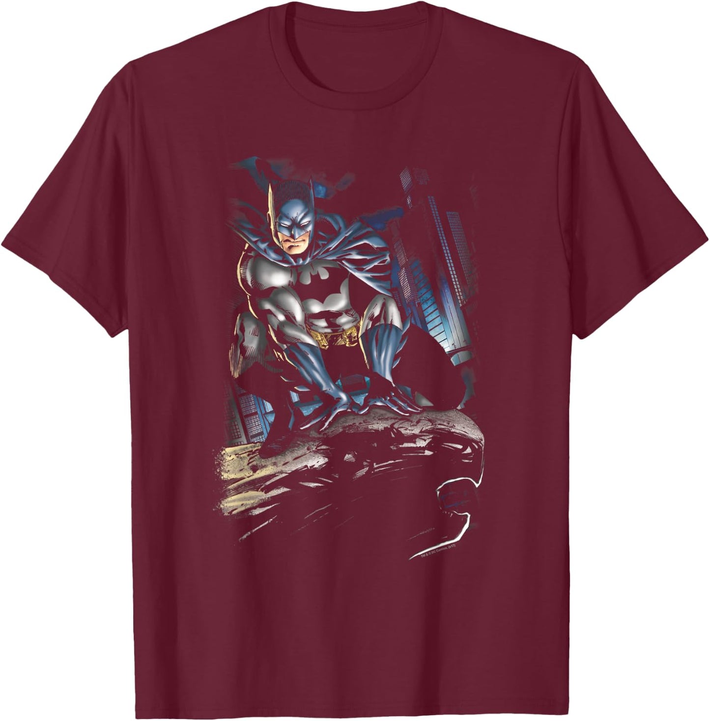 Batman Perched T-Shirt - T-Shirt | Maroon