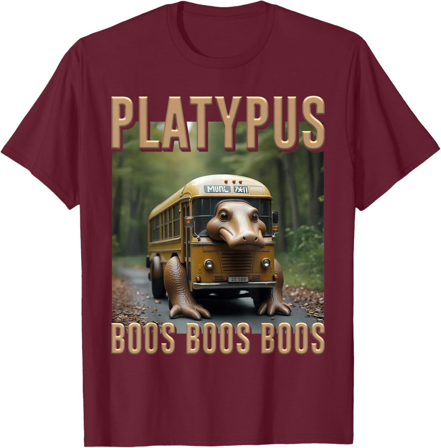 Hilarious Kids Boys Weird Meme AI Game Platypus Boos Boos T-Shirt - T-Shirt | Maroon