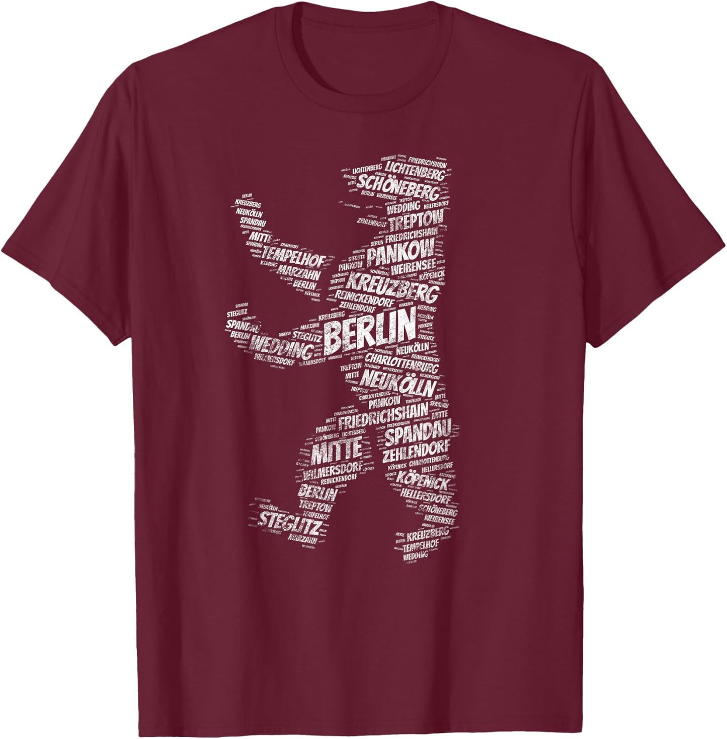 Berlin Bear Landmark City Districts Germany Souvenir T-Shirt - T-Shirt | Maroon