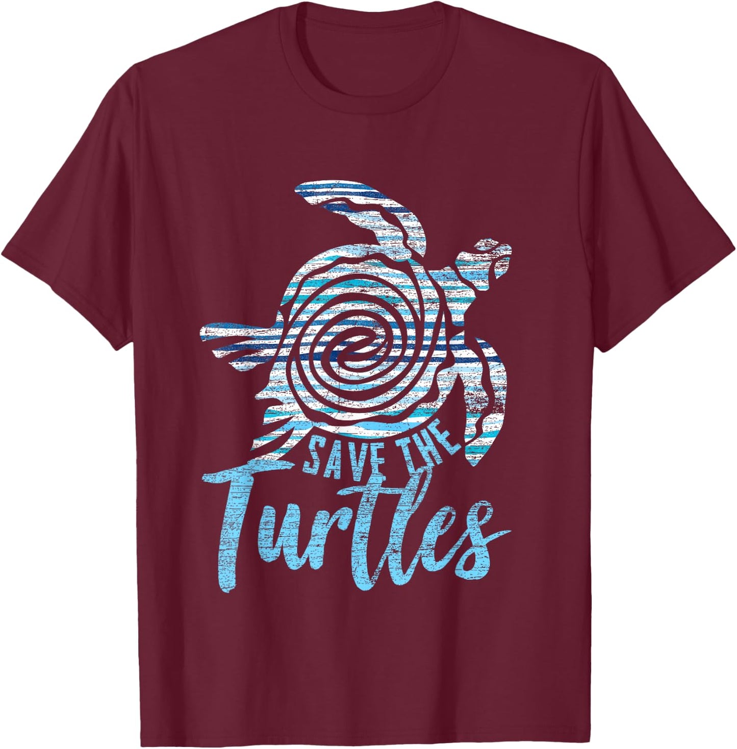 Save The Turtles Vintage Earth Day T-Shirt - T-Shirt | Maroon