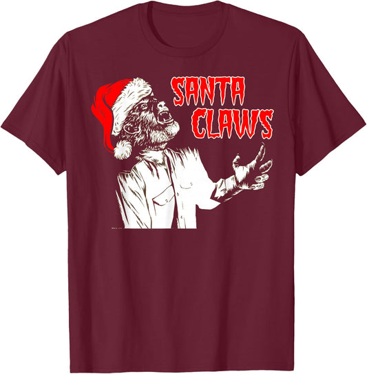Universal Monsters Werewolf Santa Claws T-Shirt - T-Shirt | Maroon