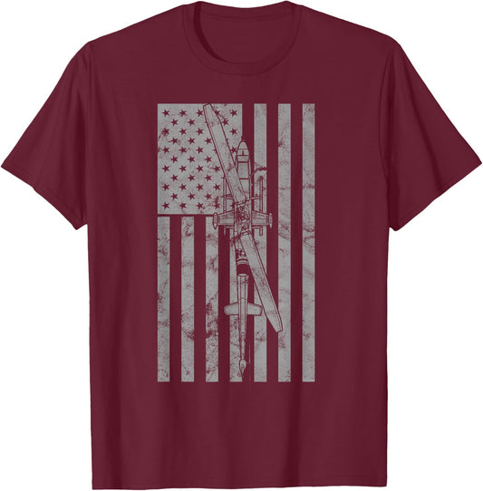 AH-1 Cobra Attack Helicopter Military Vintage Flag T-Shirt - T-Shirt | Maroon