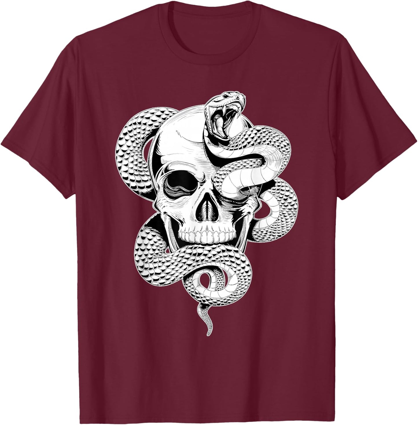 Skull and Snake T-Shirt - T-Shirt | Maroon