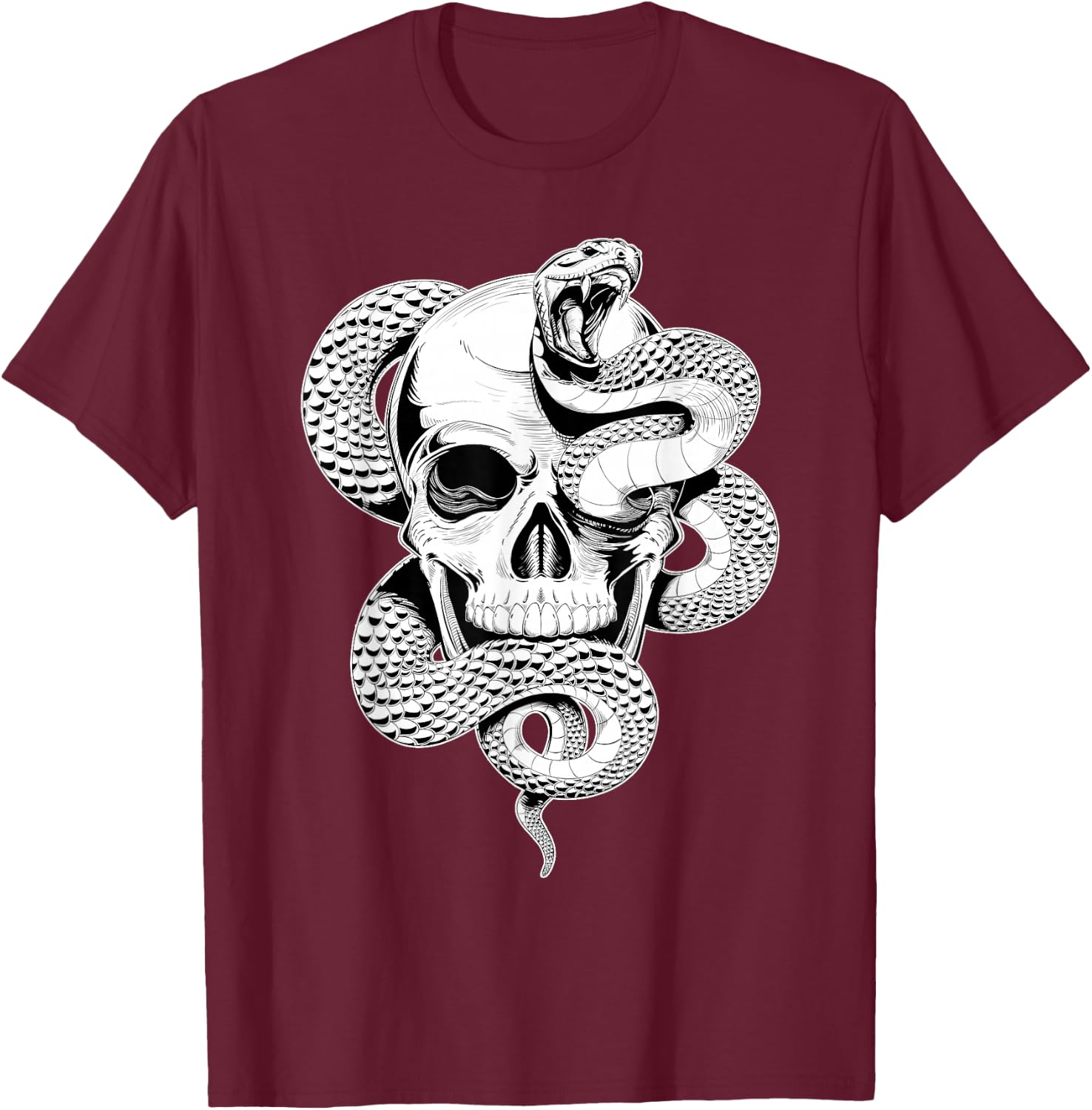 Skull and Snake T-Shirt - T-Shirt | Maroon