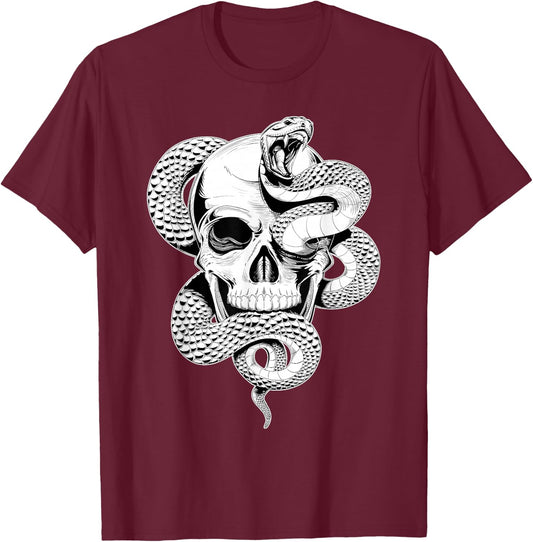 Skull and Snake T-Shirt - T-Shirt | Maroon