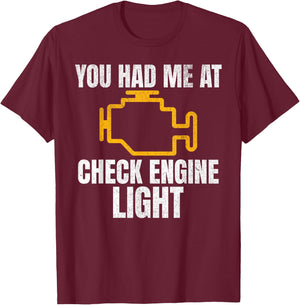 Funny Mechanic Check Engine Light Car Auto Repair Garage T-Shirt - T-Shirt | Maroon