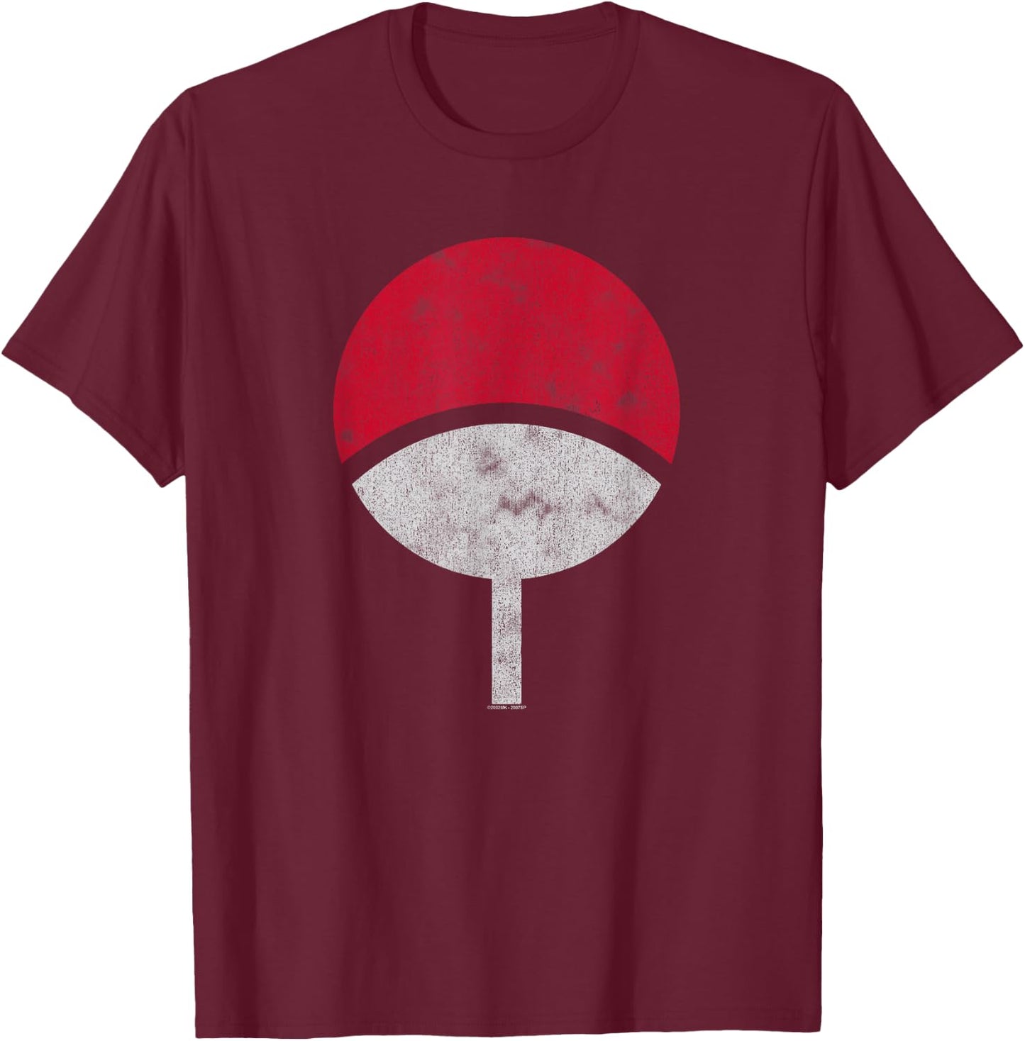 Naruto Shippuden Sasuke Uchiha Symbol Distressed T-Shirt - T-Shirt | Maroon