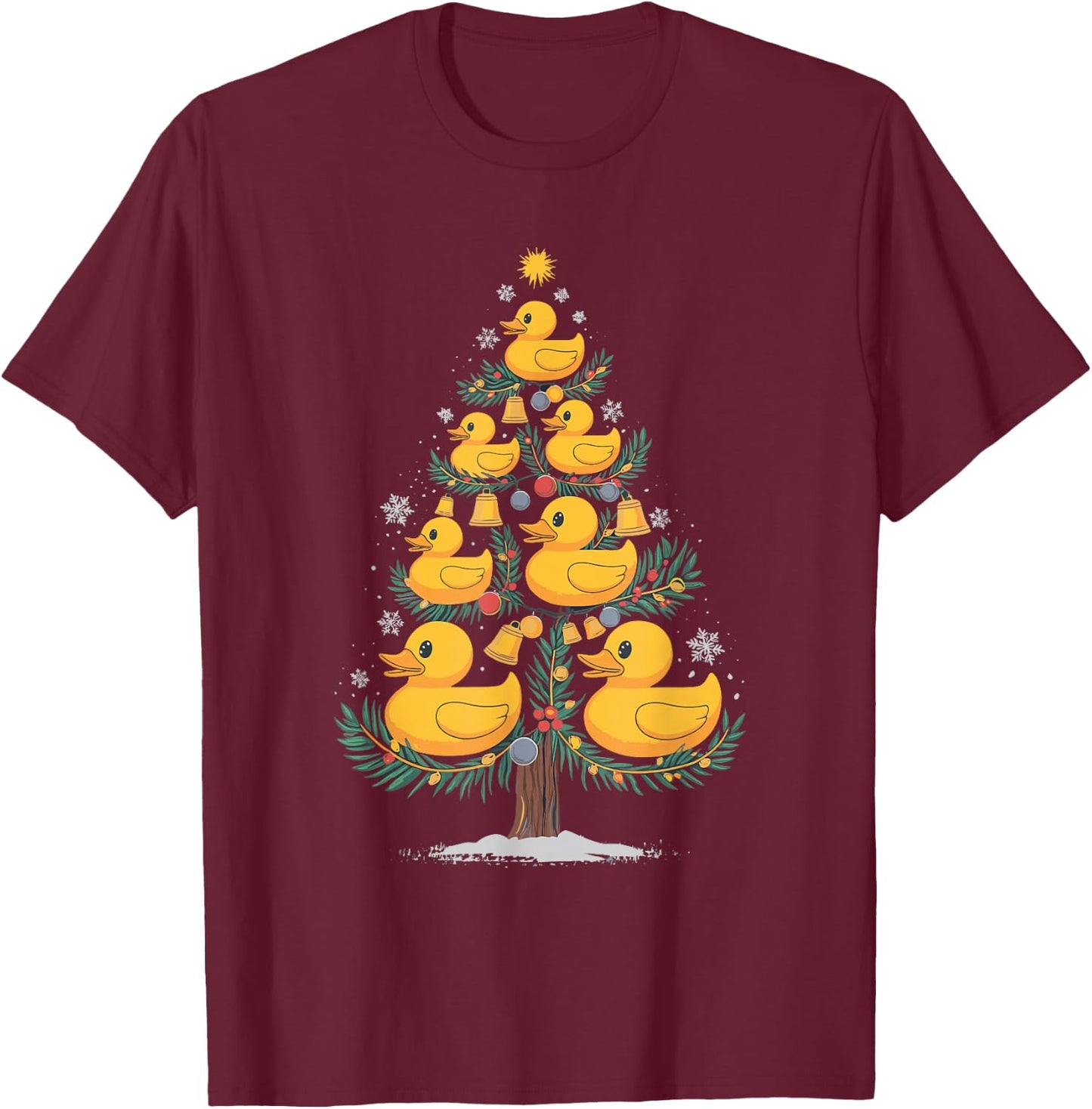Rubber Duck Christmas Tree T-Shirt - T-Shirt | Maroon