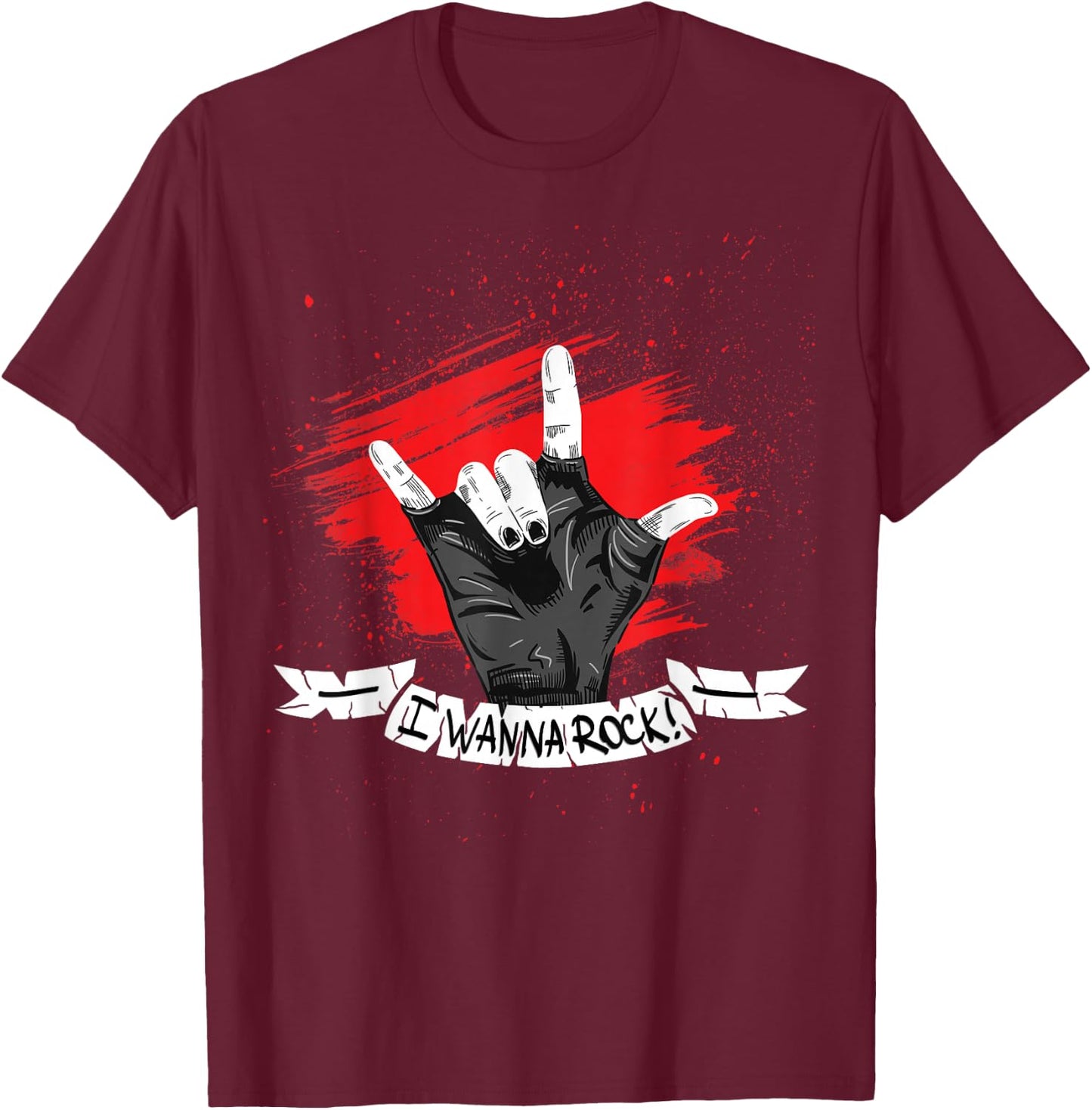 I Wanna Rock - Rock n Roll T Shirts - Hand Horns for Woman. T-Shirt - T-Shirt | Maroon