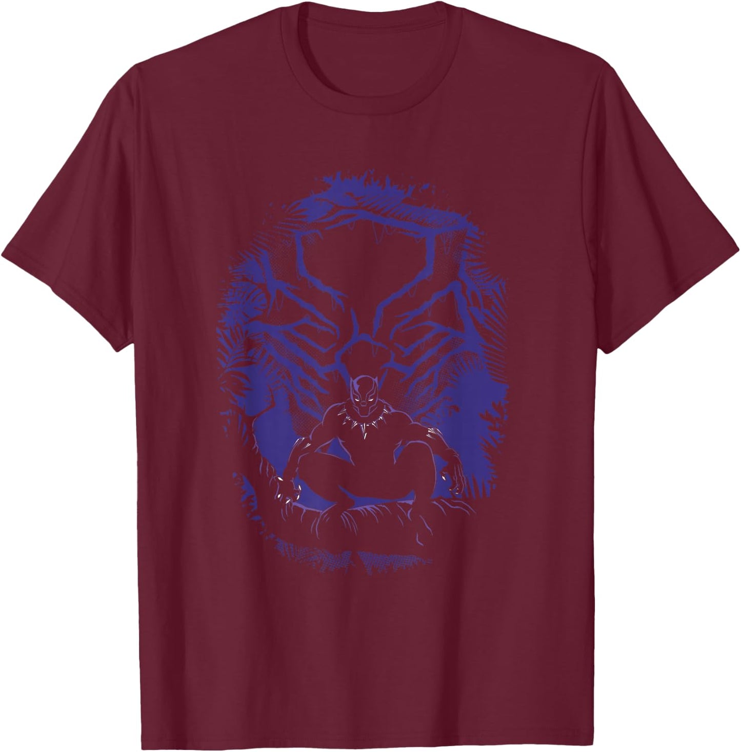 Marvel Black Panther King T'Challa Forest Mask T-Shirt - T-Shirt | Maroon