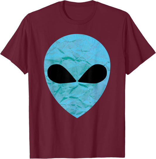 Blue Sci-Fi UFO Flying Alien Face Cosmic Extraterrestrial T-Shirt - T-Shirt | Maroon