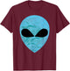 Blue Sci-Fi UFO Flying Alien Face Cosmic Extraterrestrial T-Shirt - T-Shirt | Maroon