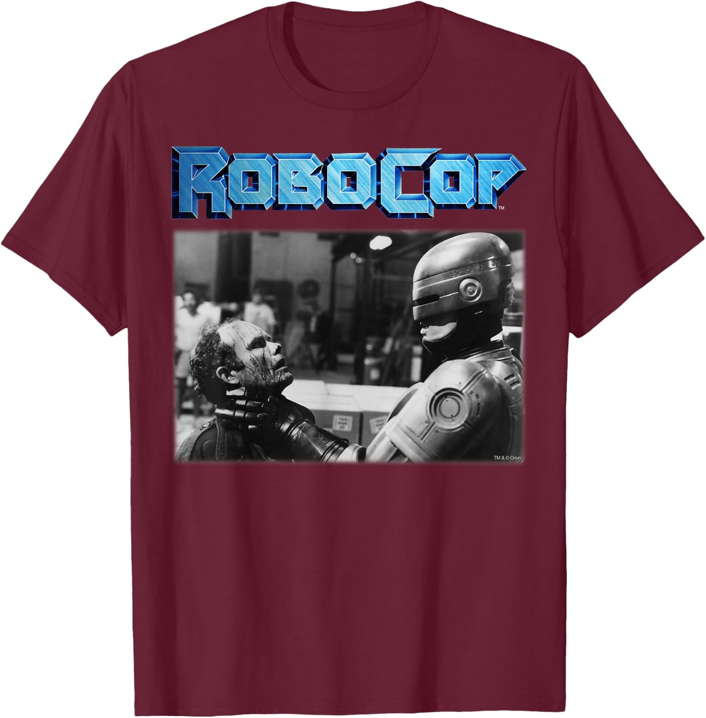 RoboCop And Clarence Boddicker Portrait Logo T-Shirt - T-Shirt | Maroon