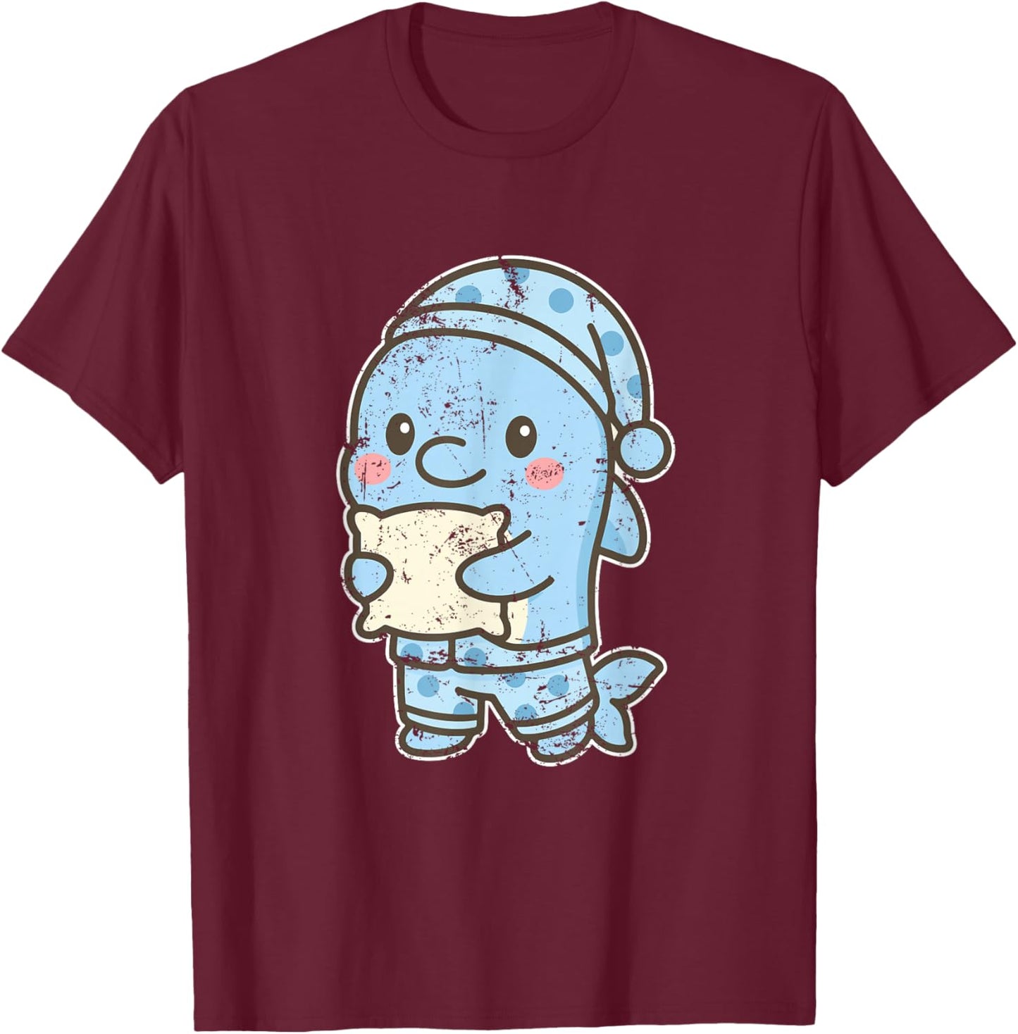Cute Dolphin in Pajamas T-Shirt - T-Shirt | Maroon