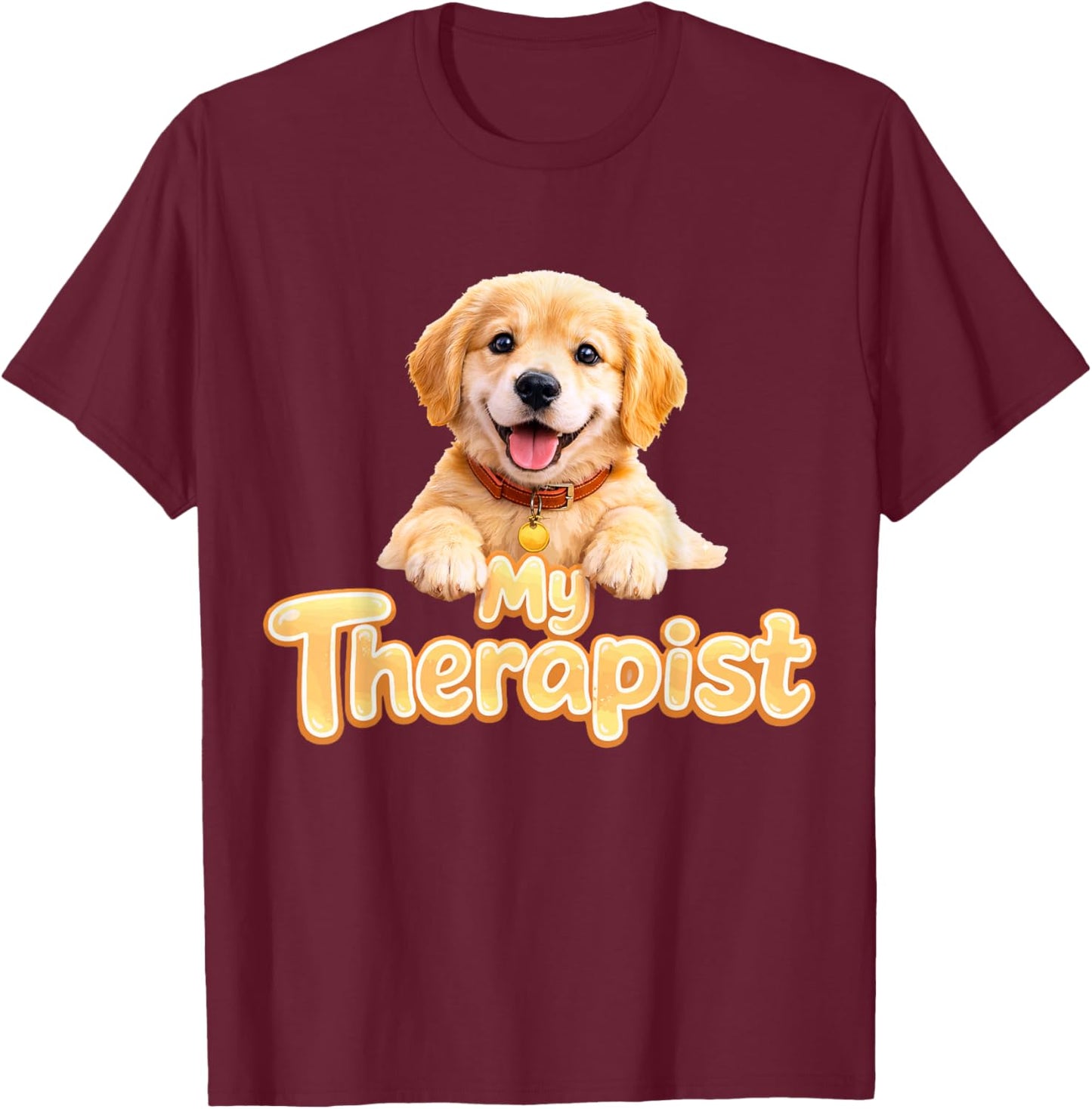Golden Retriever My Therapist T-Shirt - T-Shirt | Maroon