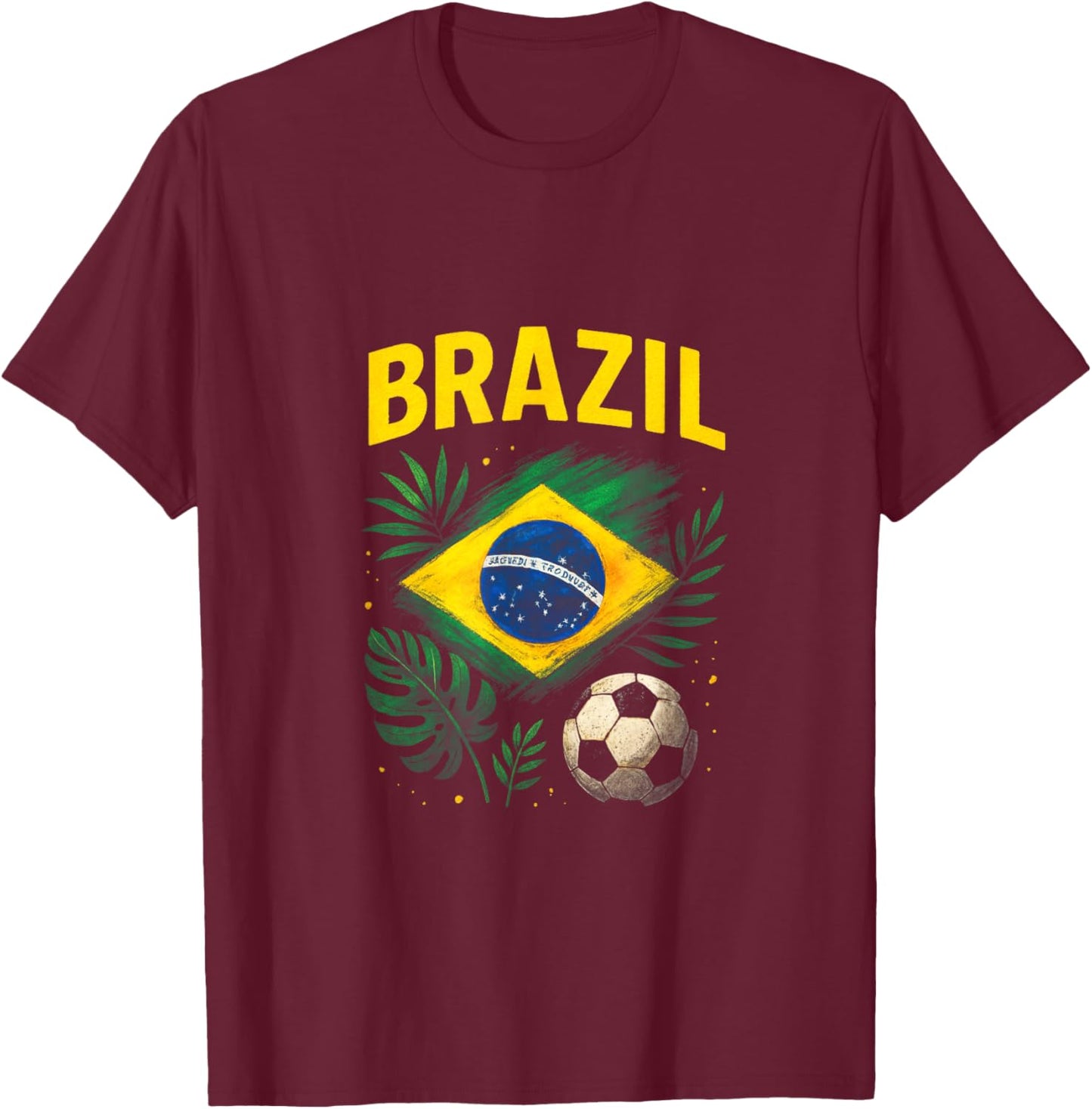 Brazil Brazilian Flag Brasil Soccer Football T-Shirt - T-Shirt | Maroon