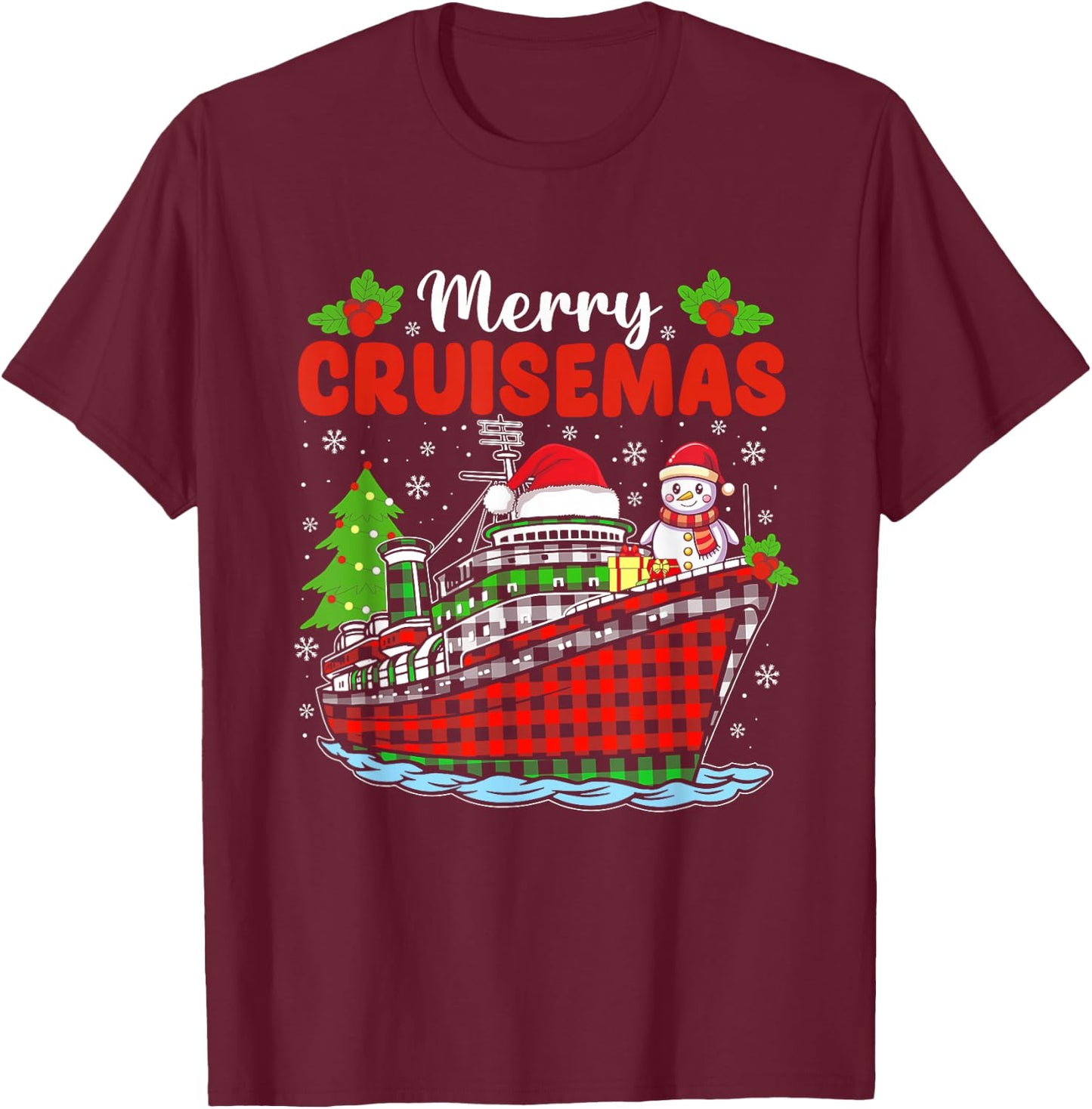 Merry Cruisemas Cruise Christmas Family Xmas Pajamas Holiday T-Shirt - T-Shirt | Maroon