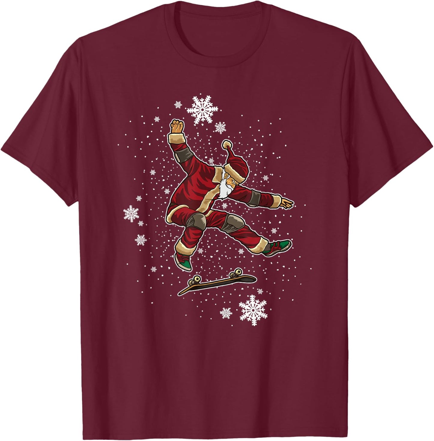 Skating Santa Claus - Skateboard For Xmas - Cool Santa T-Shirt - T-Shirt | Maroon