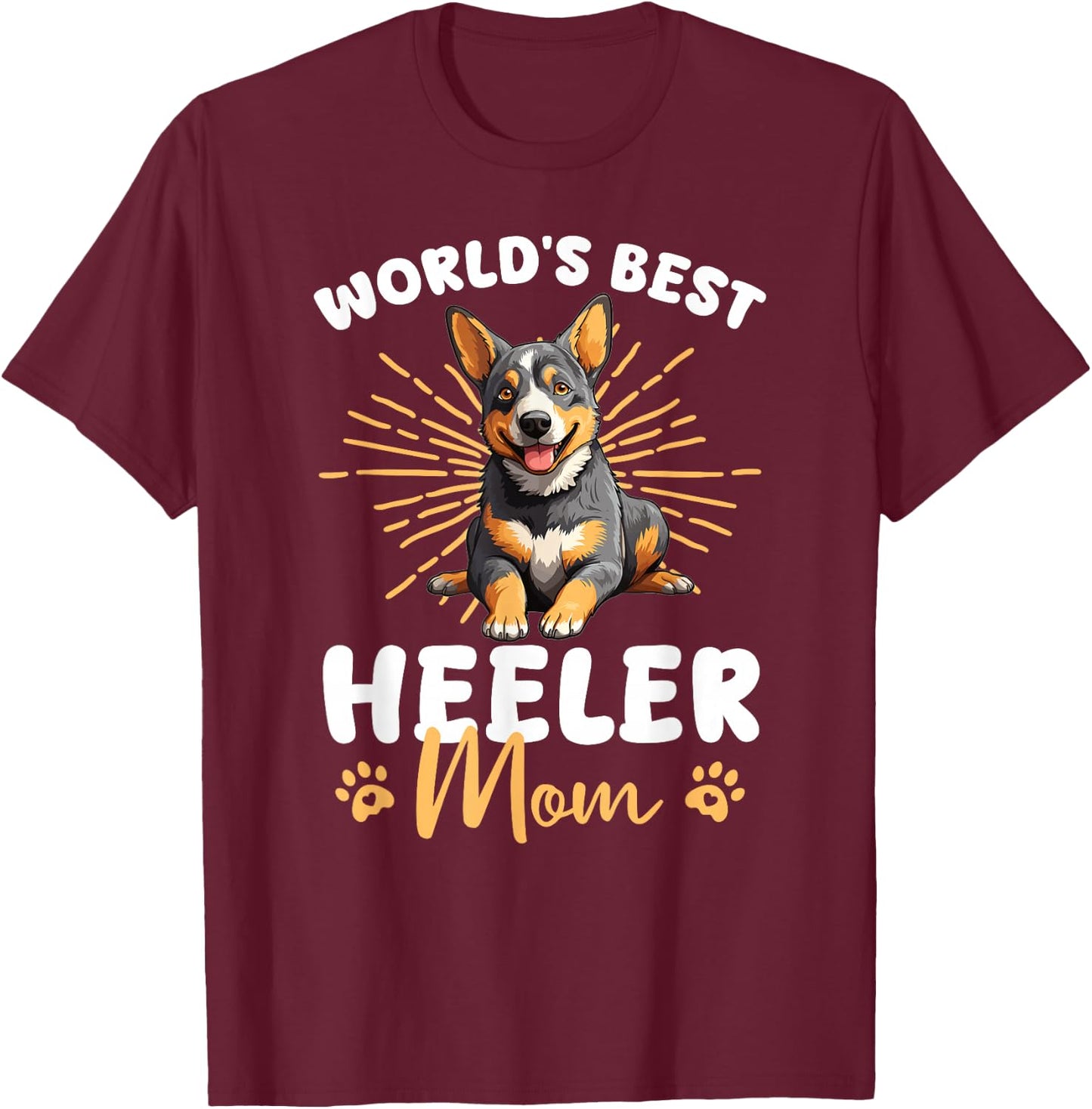 Australian Cattle Dog Groovy World's Best Heeler Mom T-Shirt - T-Shirt | Maroon