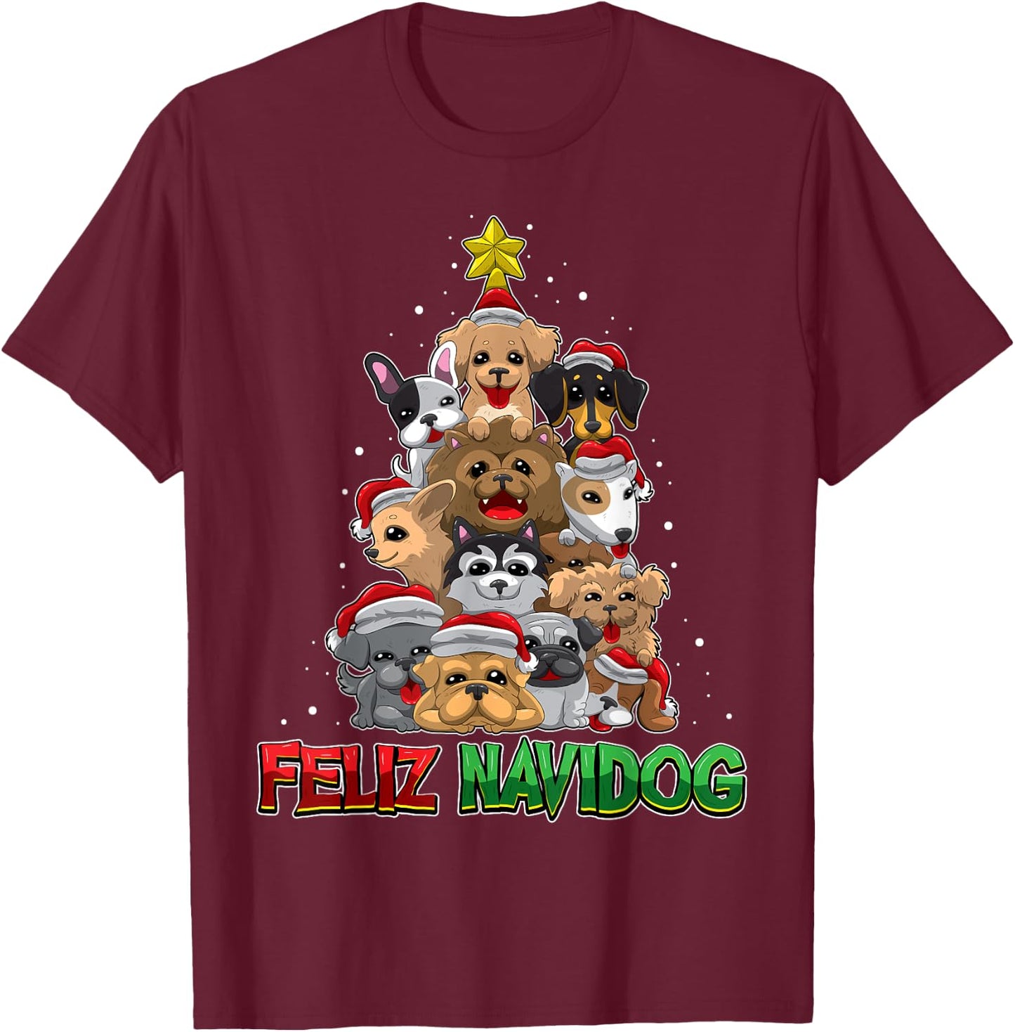Feliz Navidog - Feliz Navidad - Christmas For Dog Lovers Men Women Kids T-Shirt - T-Shirt | Maroon