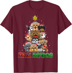 Feliz Navidog - Feliz Navidad - Christmas For Dog Lovers Men Women Kids T-Shirt - T-Shirt | Maroon