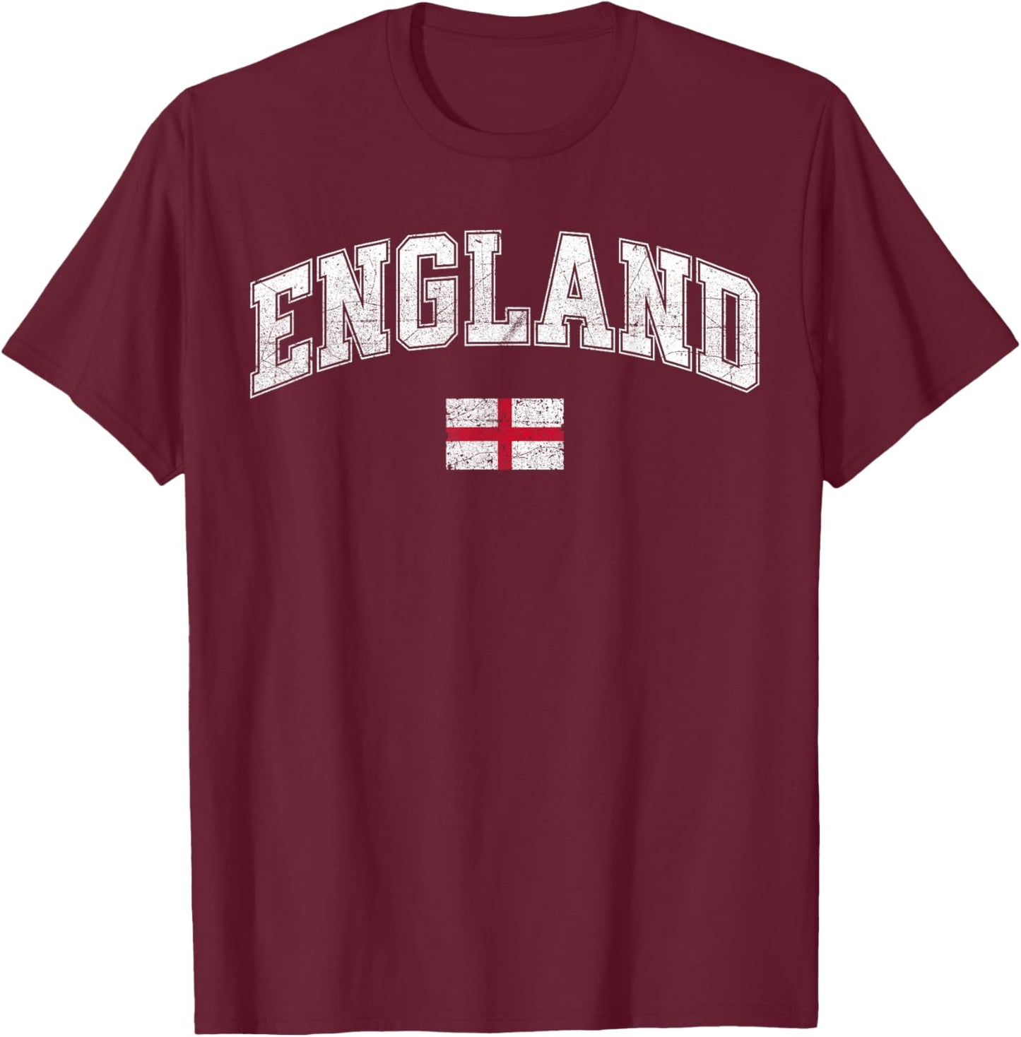 Retro Vintage England | Women Men Kids English Flag T-Shirt - T-Shirt | Maroon