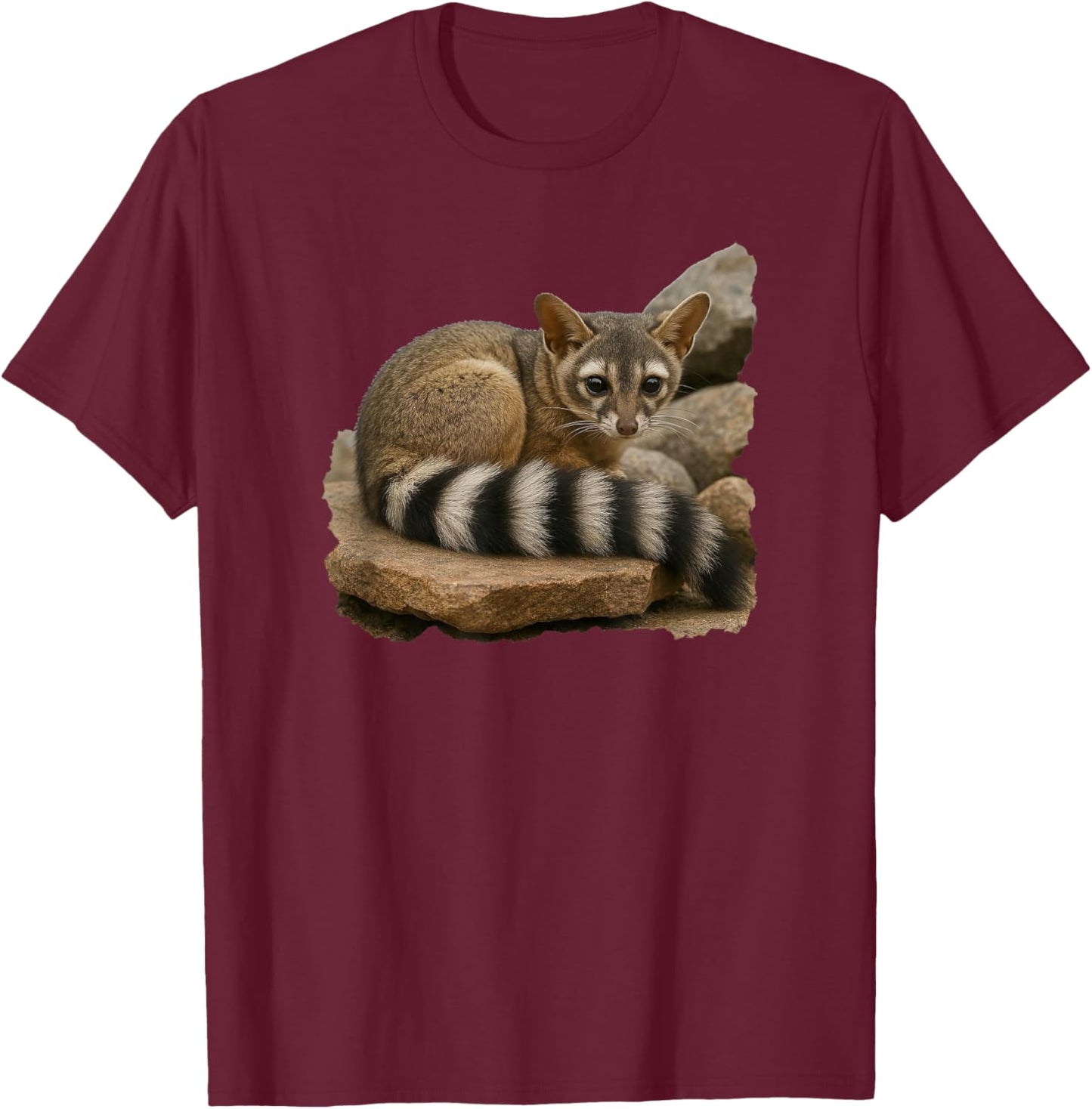 Animal Series. Ringtail. T-Shirt - T-Shirt | Maroon
