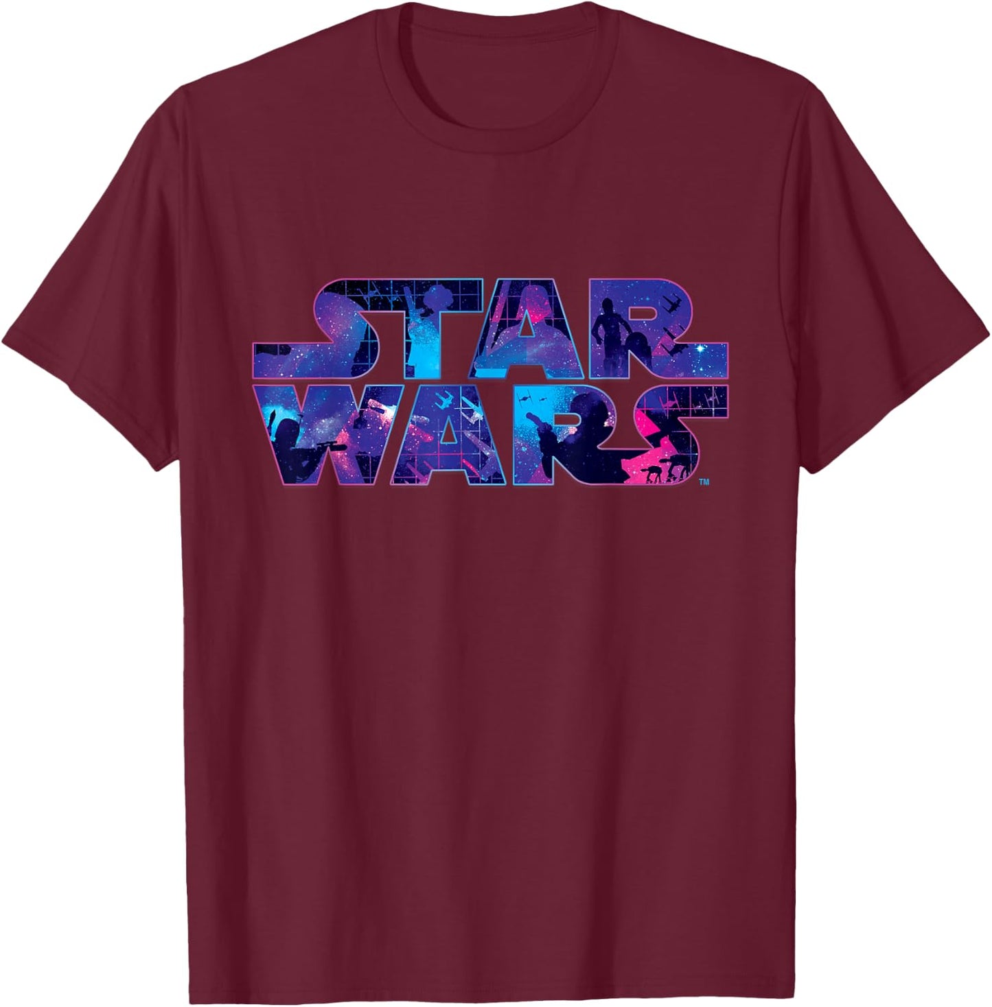 Star Wars Logo Retro 90s Galaxy T-Shirt - T-Shirt | Maroon