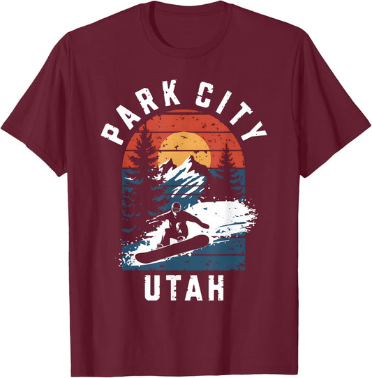 Park City Utah Snowboard Vintage Snowboarding Mountain T-Shirt - T-Shirt | Maroon