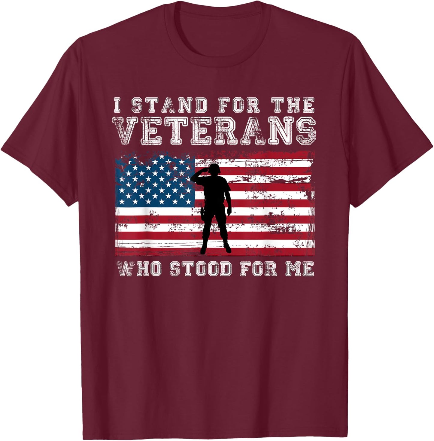 Veteran T Shirt I Stand Don't Kneel National Anthem T-Shirt - T-Shirt | Maroon