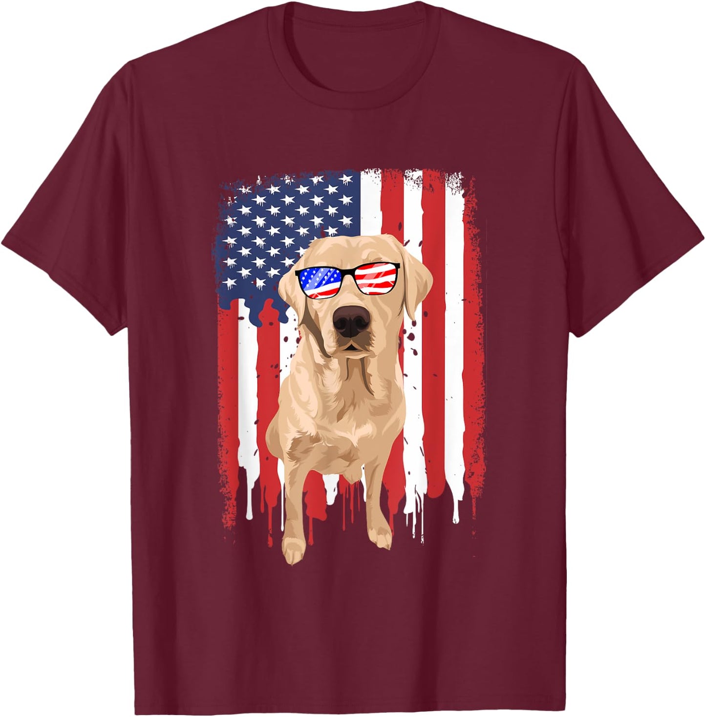 Labrador Retriever Shirt Independence Day 4th July USA Flag T-Shirt - T-Shirt | Maroon