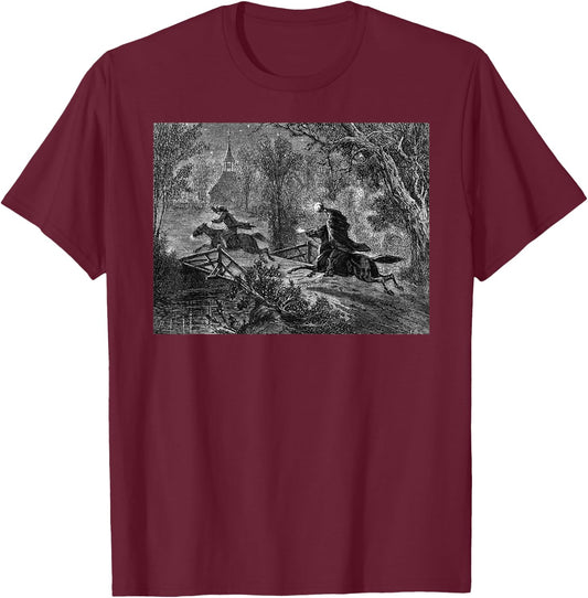 Ichabod Crane Legend of Sleepy Hollow Headless Horseman T-Shirt - T-Shirt | Maroon