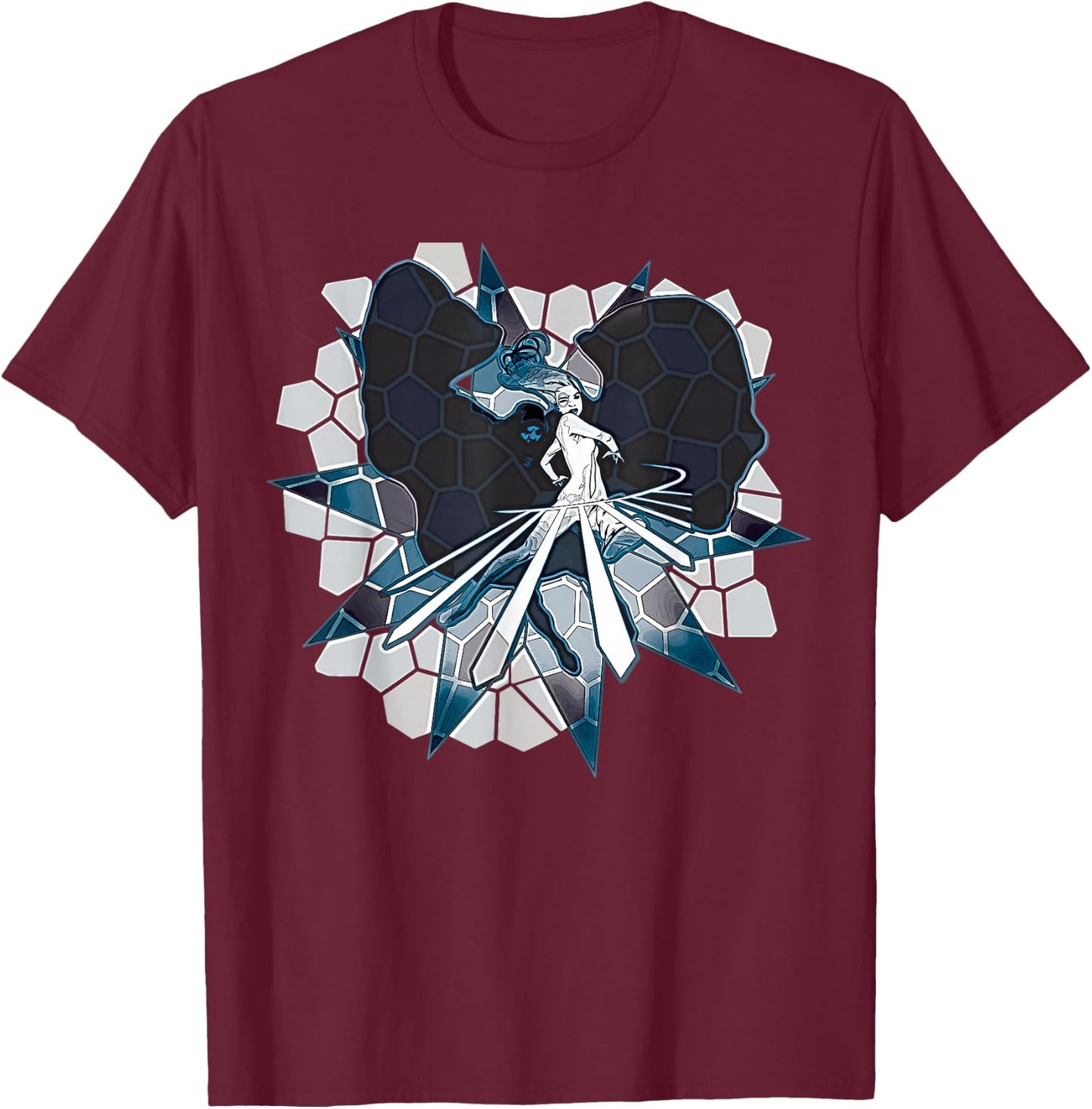 Marvel Cloak and Dagger Light Daggers Stained Glass T-Shirt - T-Shirt | Maroon