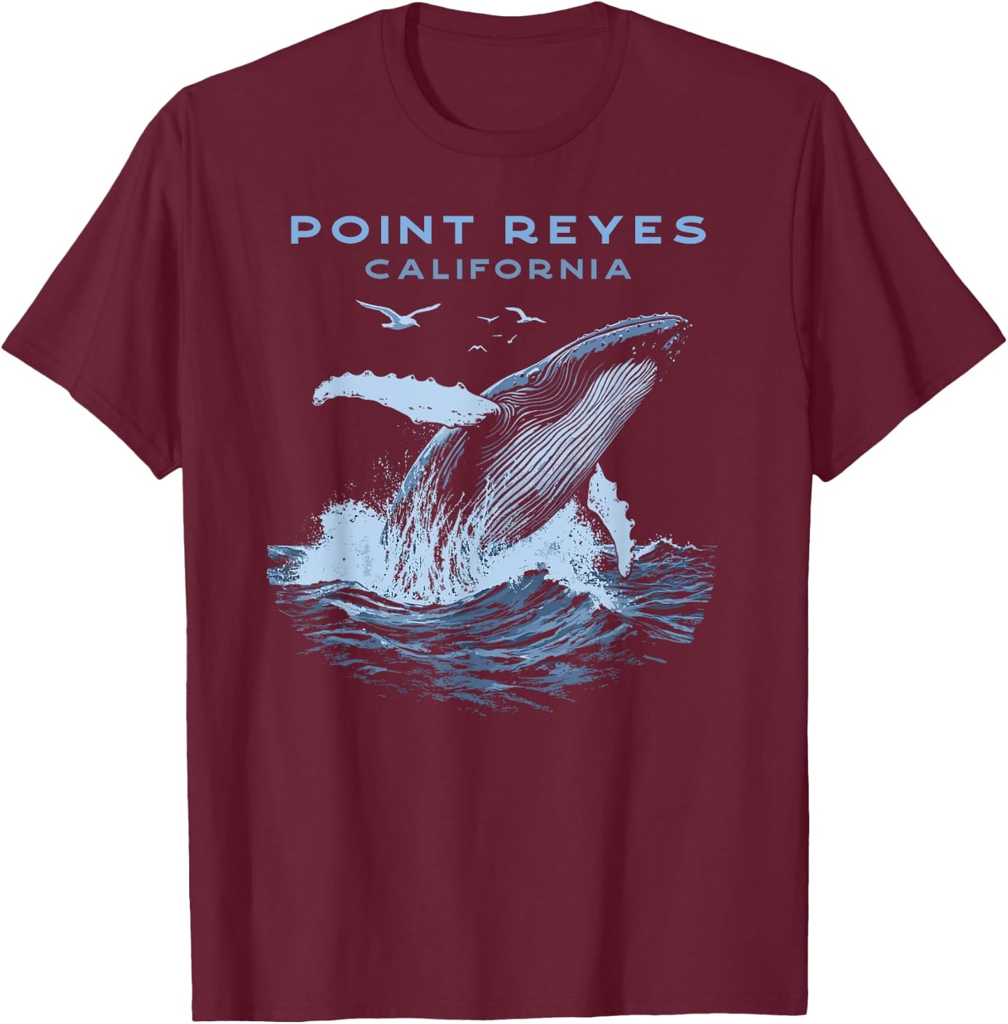 Point Reyes California Humpback Whale T-Shirt - T-Shirt | Maroon