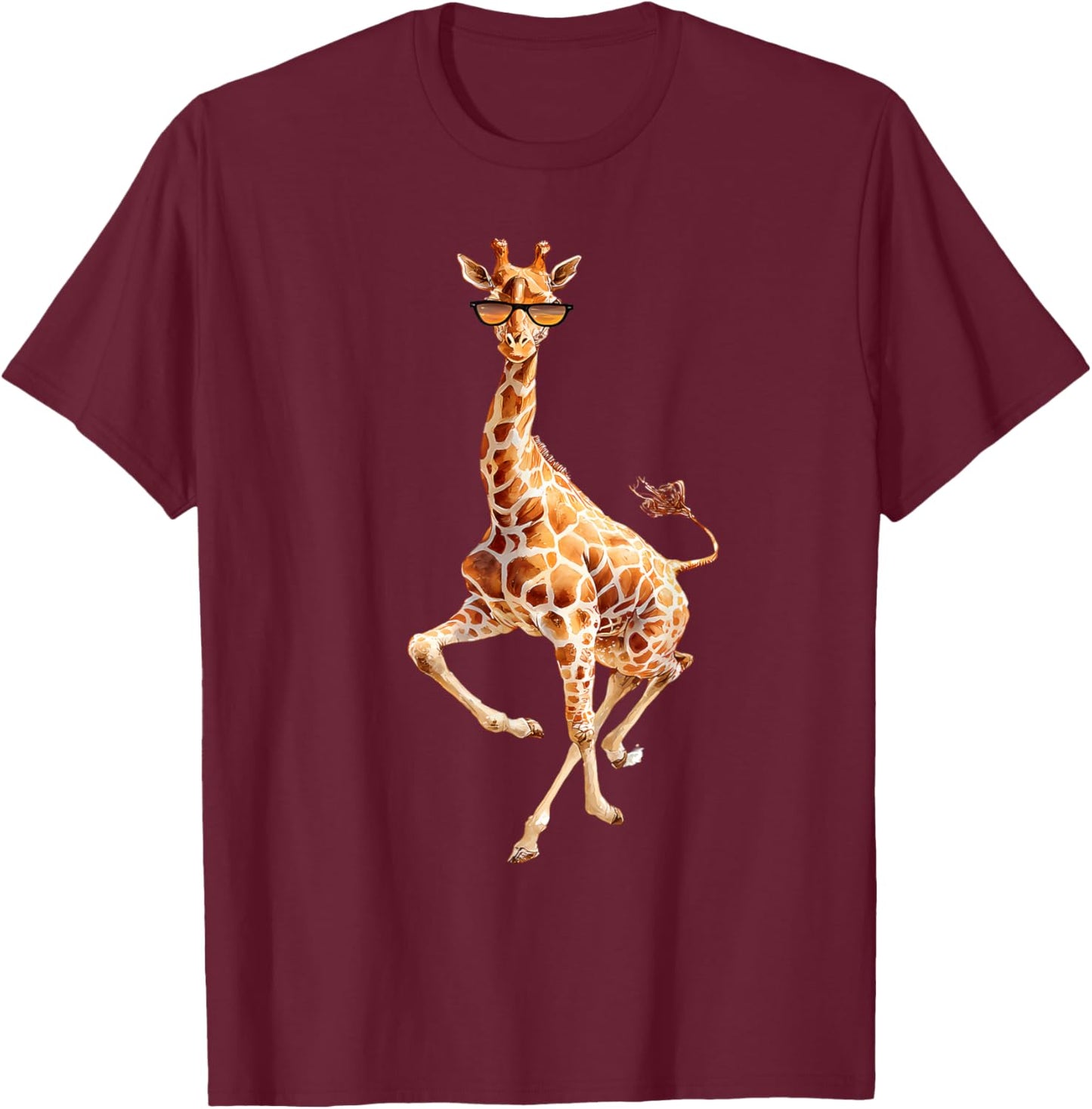 Giraffe Sunglasses Funny Giraffe Lover Safari Animal Animal T-Shirt - T-Shirt | Maroon