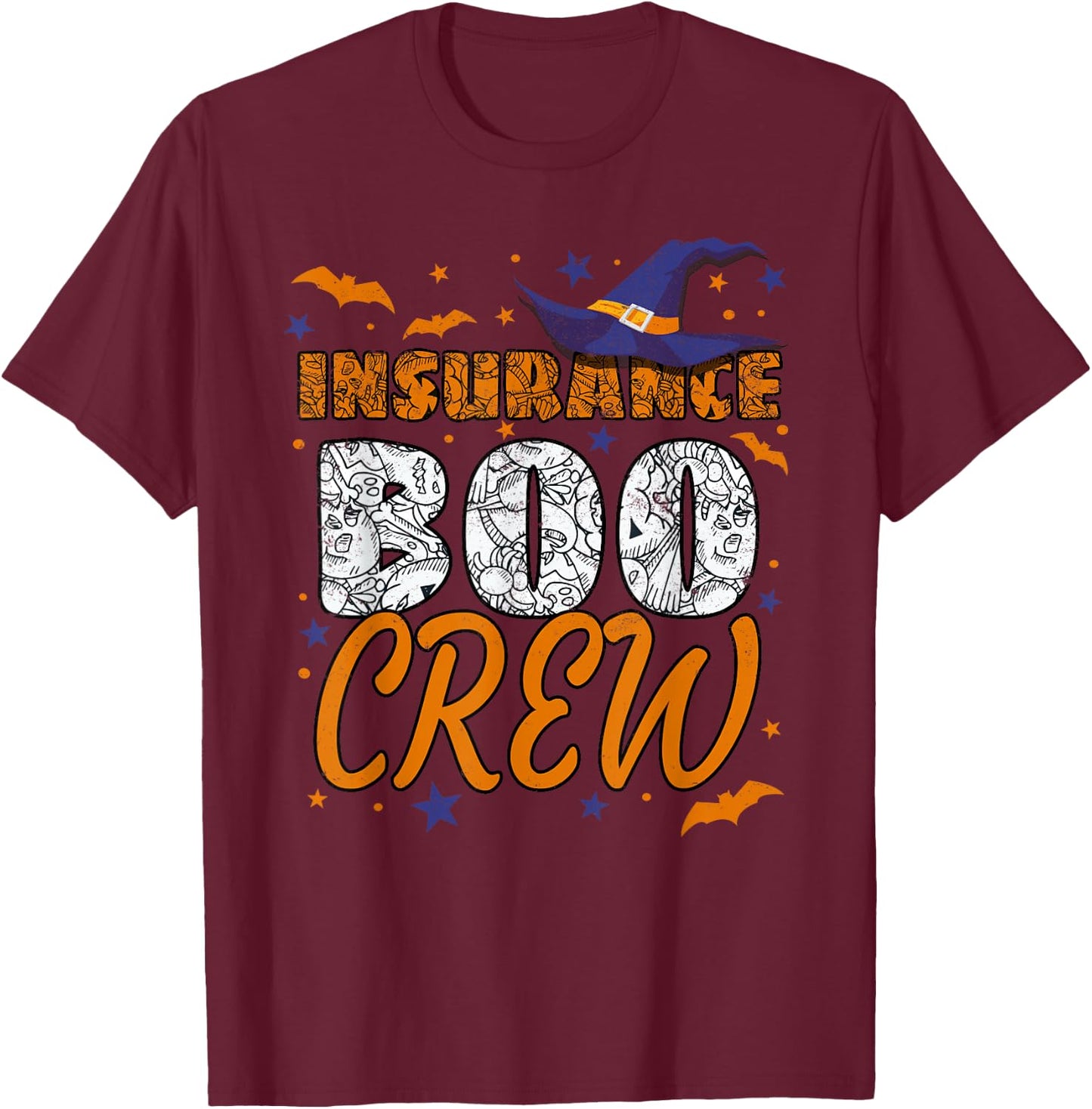 Insurance Boo Crew Halloween Insurance Agent Matching T-Shirt - T-Shirt | Maroon