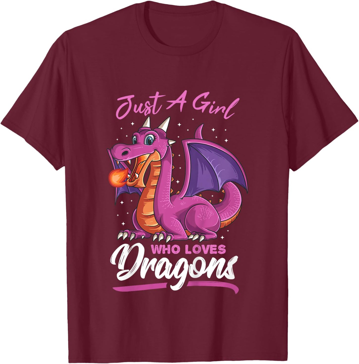 Just A Girl Who Loves Dragons Funny Dragon Gift T-Shirt - T-Shirt | Maroon