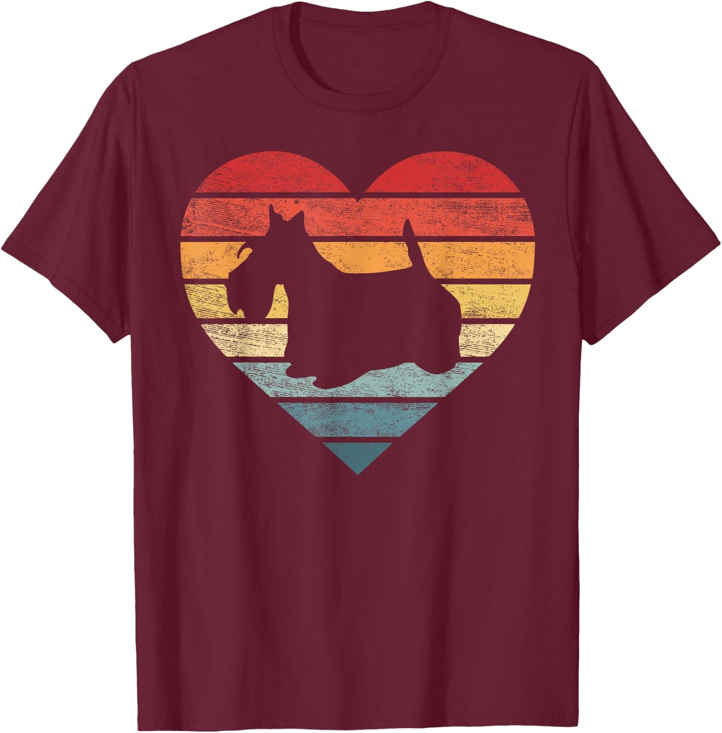 Scottish Terrier Lover Owner Gifts Retro Sunset Dog Mom Dad T-Shirt - T-Shirt | Maroon