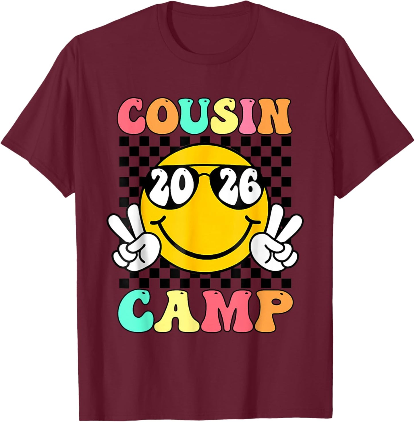 Cousin Camp 2026 Cute Summer Vacation Camping Crew T-Shirt - T-Shirt | Maroon