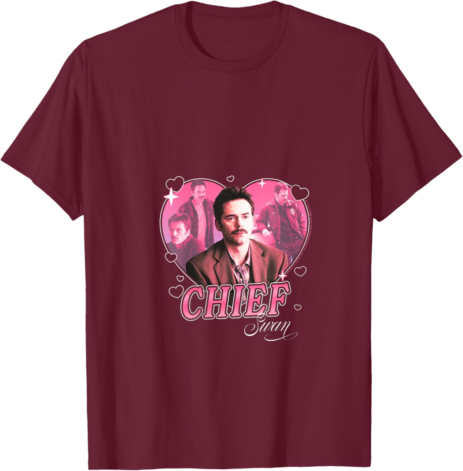 Women's Twilight Chief Charlie Swan Hearts Dad Crush Movie V-Neck T-Shirt - T-Shirt | Maroon
